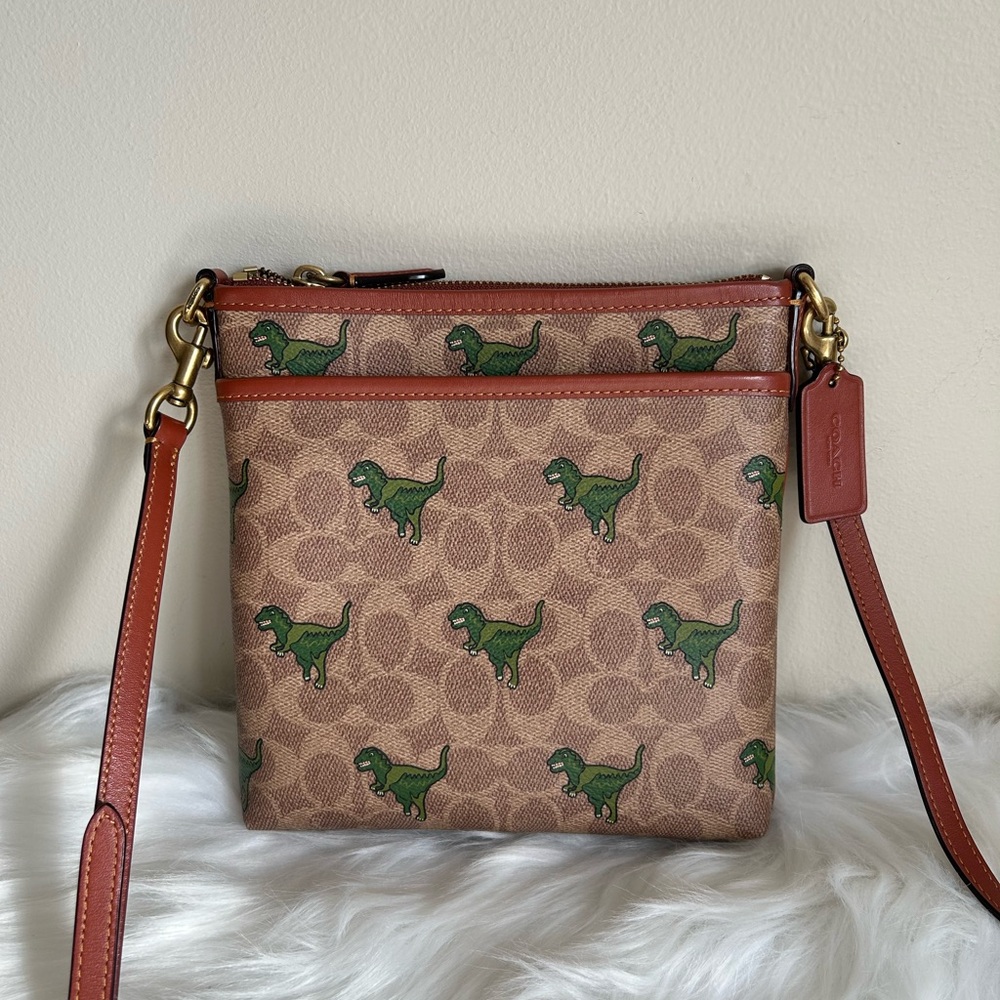 Coach Kitt Messenger Crossbody Bag In Signature Canvas With Rexy Print 🦖 - Picture 1 of 10